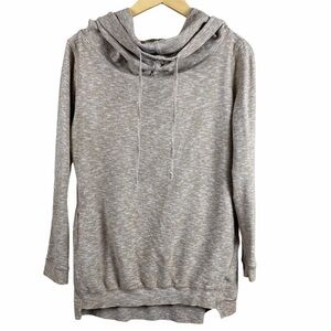 Pursue Size Small Fitness Oversized Brown Cowl Neck Hooded Tunic Sweatshirt